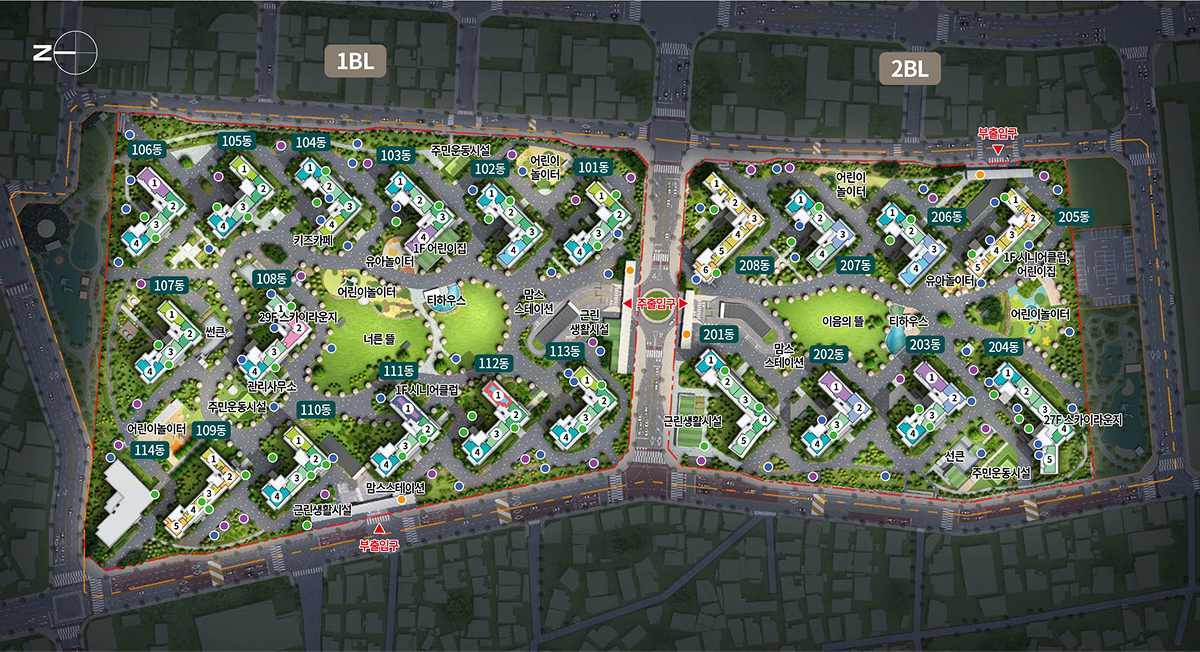 청주 센텀 푸르지오 자이 단지배치도(1)